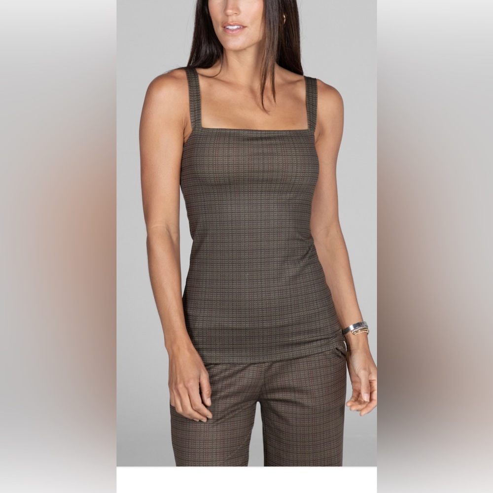 New! Kira Grace Set (Refined Yoga Cami and Wide Legged Trouser) Plaid NWT